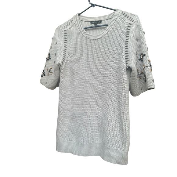 Banana Republic Womens Grey Knit Top w/ Jeweled Details Size M - Picture 4 of 7